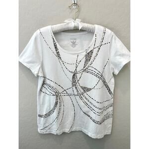 ZENERGY BY CHICO’S | White Embellished Short Sleeve Tee Shirt | Size 2 Large